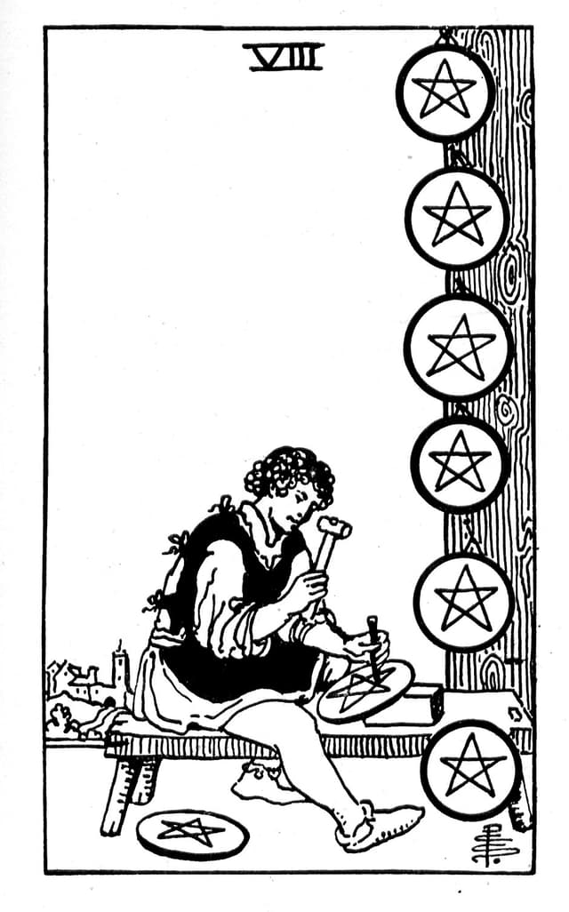 Rider Waite Deck - Eight of Pentacles